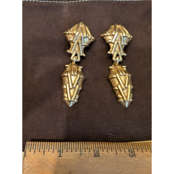 Vintage Jacques An-Lanh Paris Gold Tone Signed Clip on Earrings EUC - Picture 3 of 8